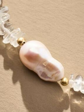 Anthropologie Rock Crystal Pearl Necklace